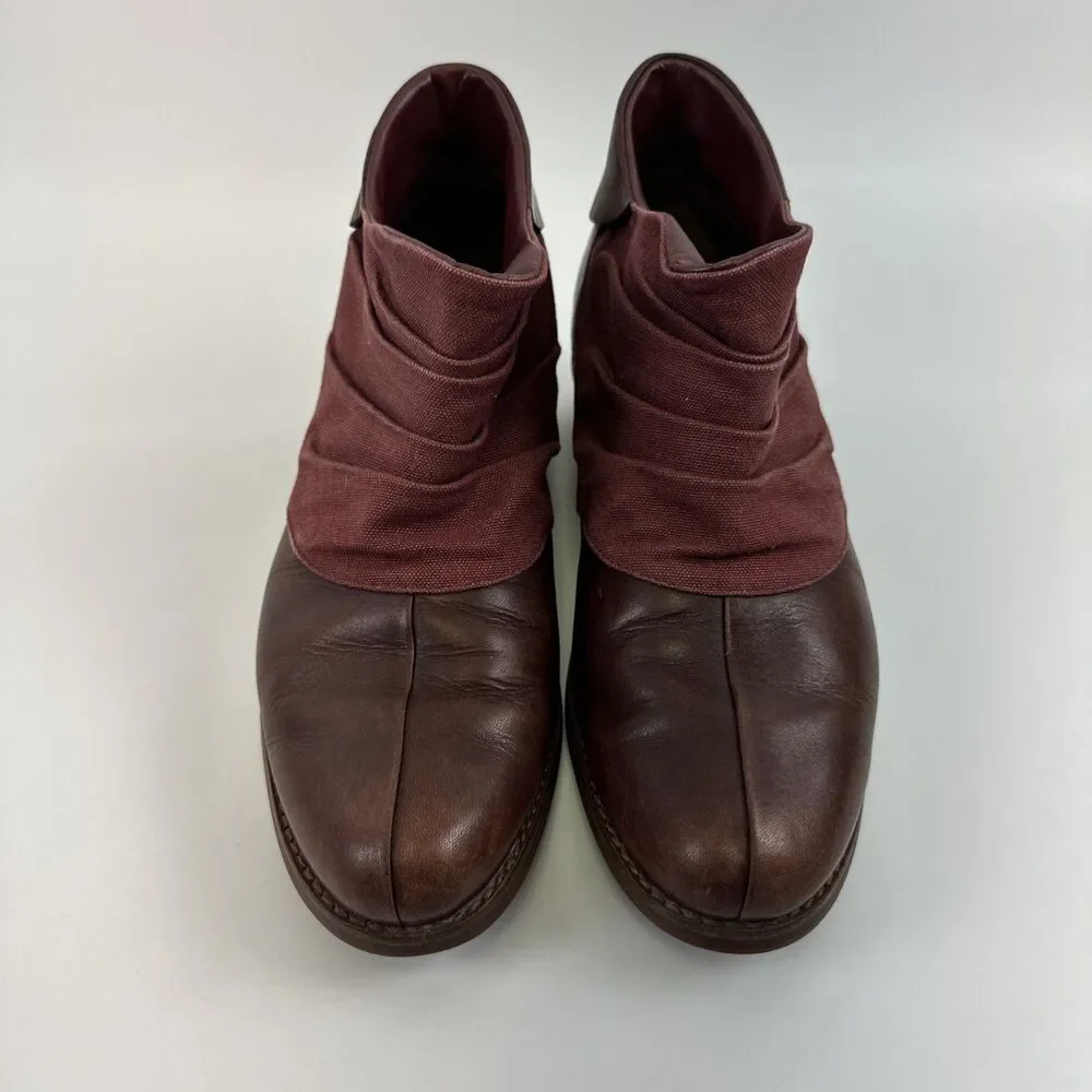 Merrell Adaline Bluff Bootie Maroon Leather Ruched Ankle Pull On Boot Womens 8.5